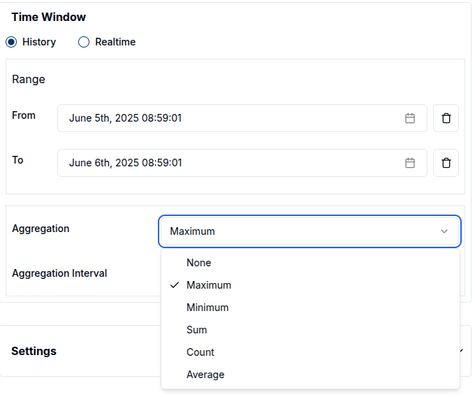 Aggregation Settings