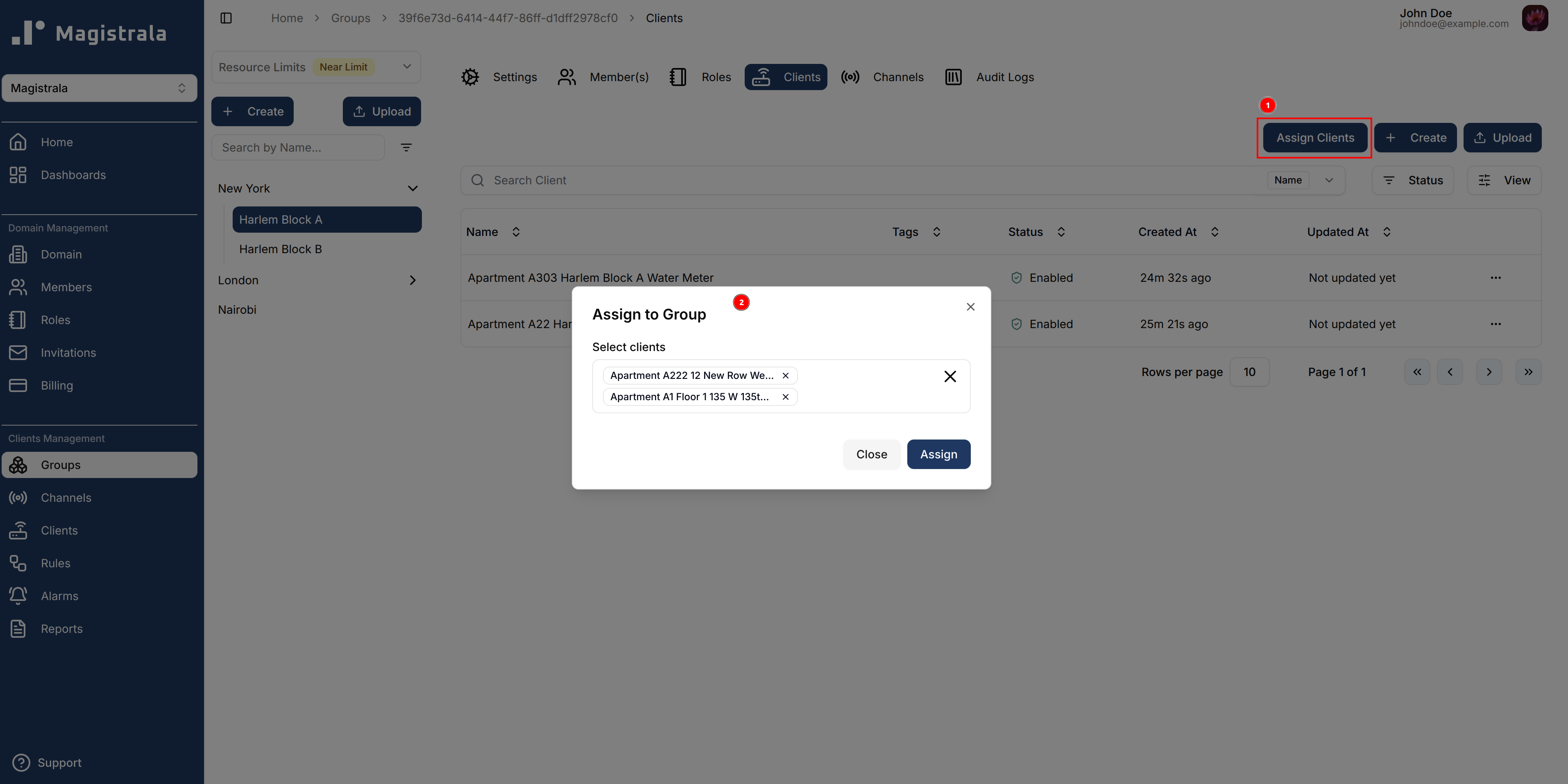 Assign Group clients