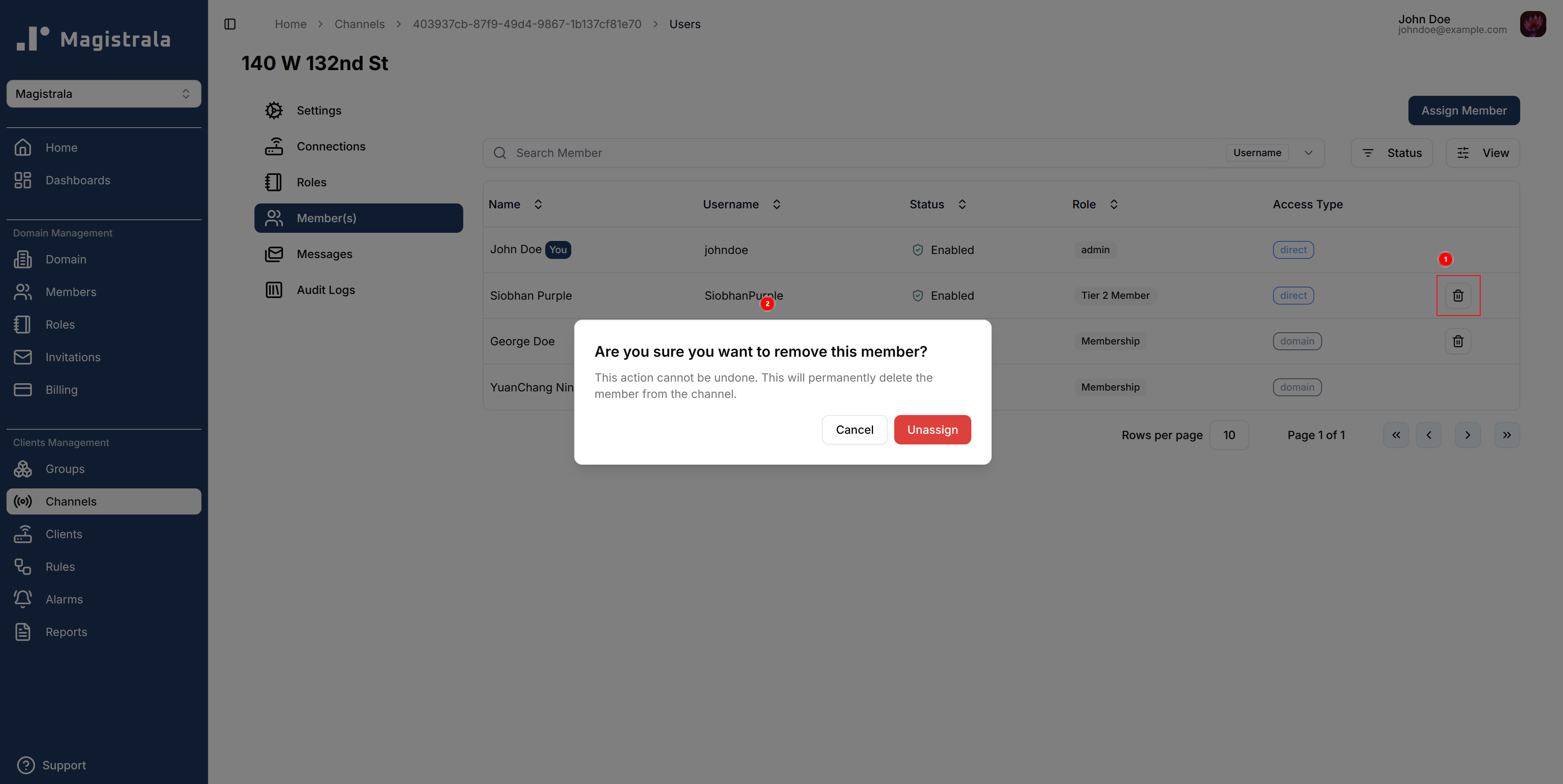 Unassign role members