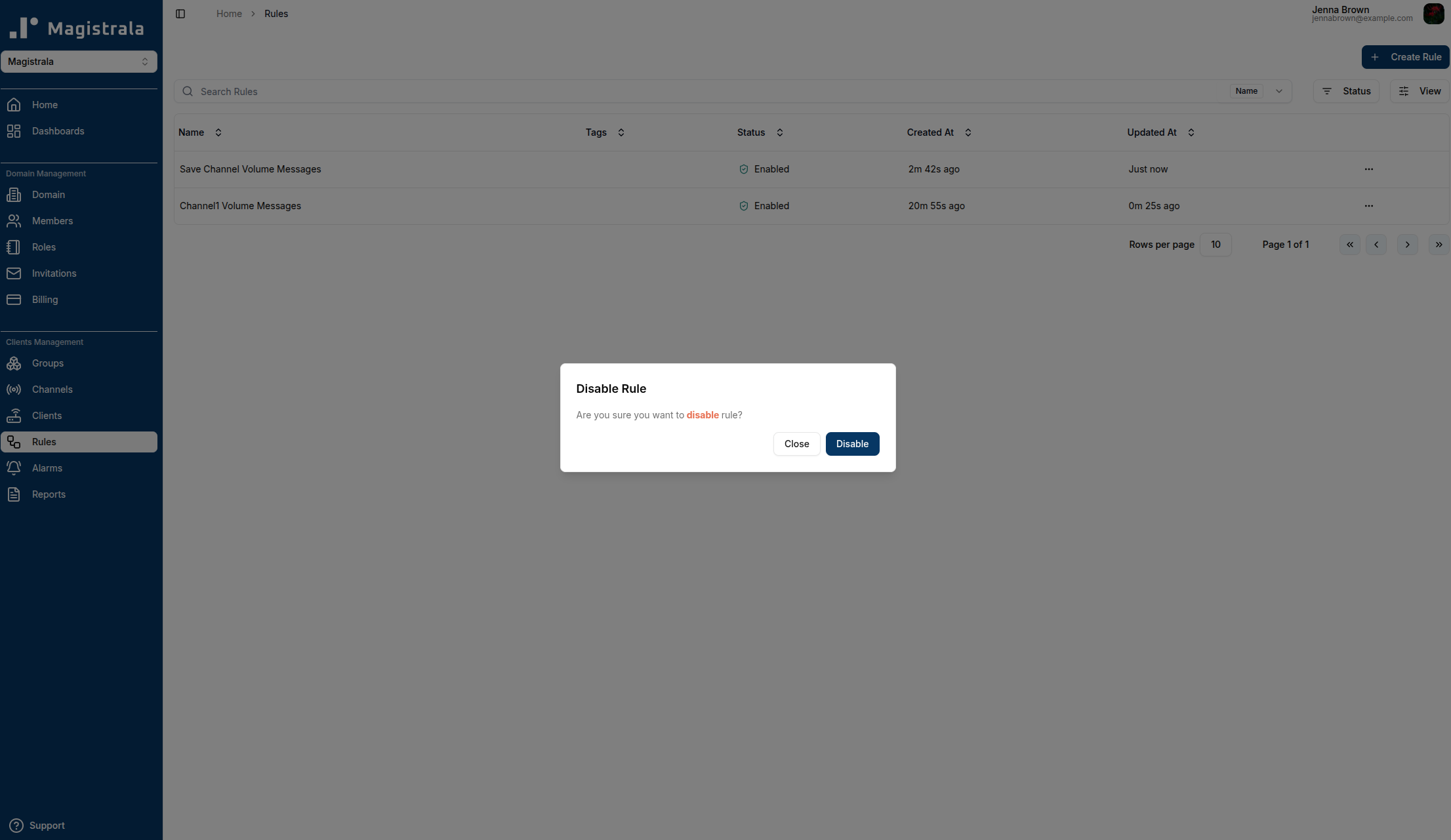 Disable rule in quick links