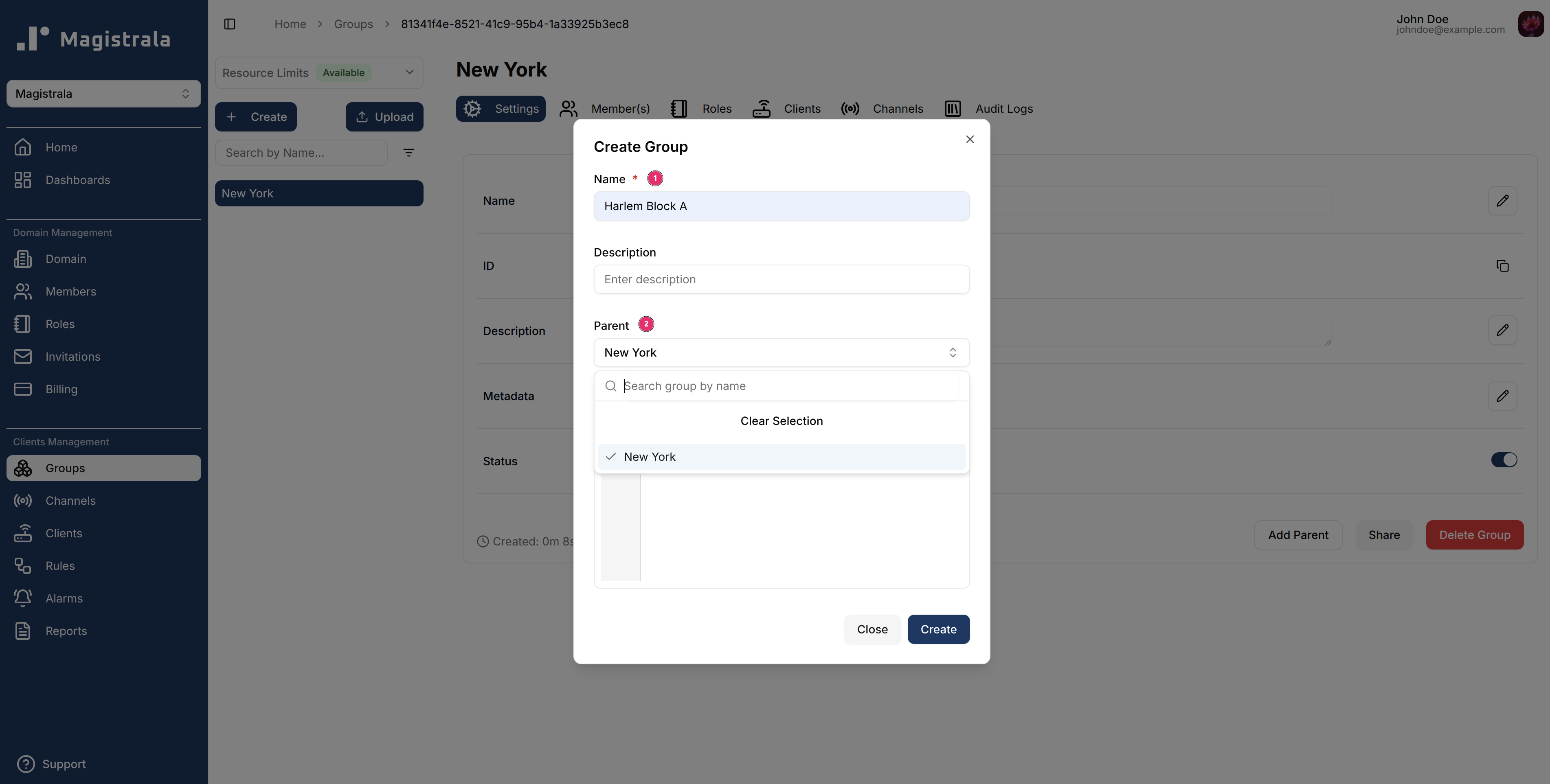 Create Group with Parent