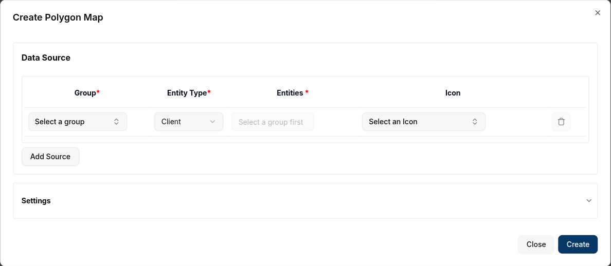 Create Polygon Map Dialog