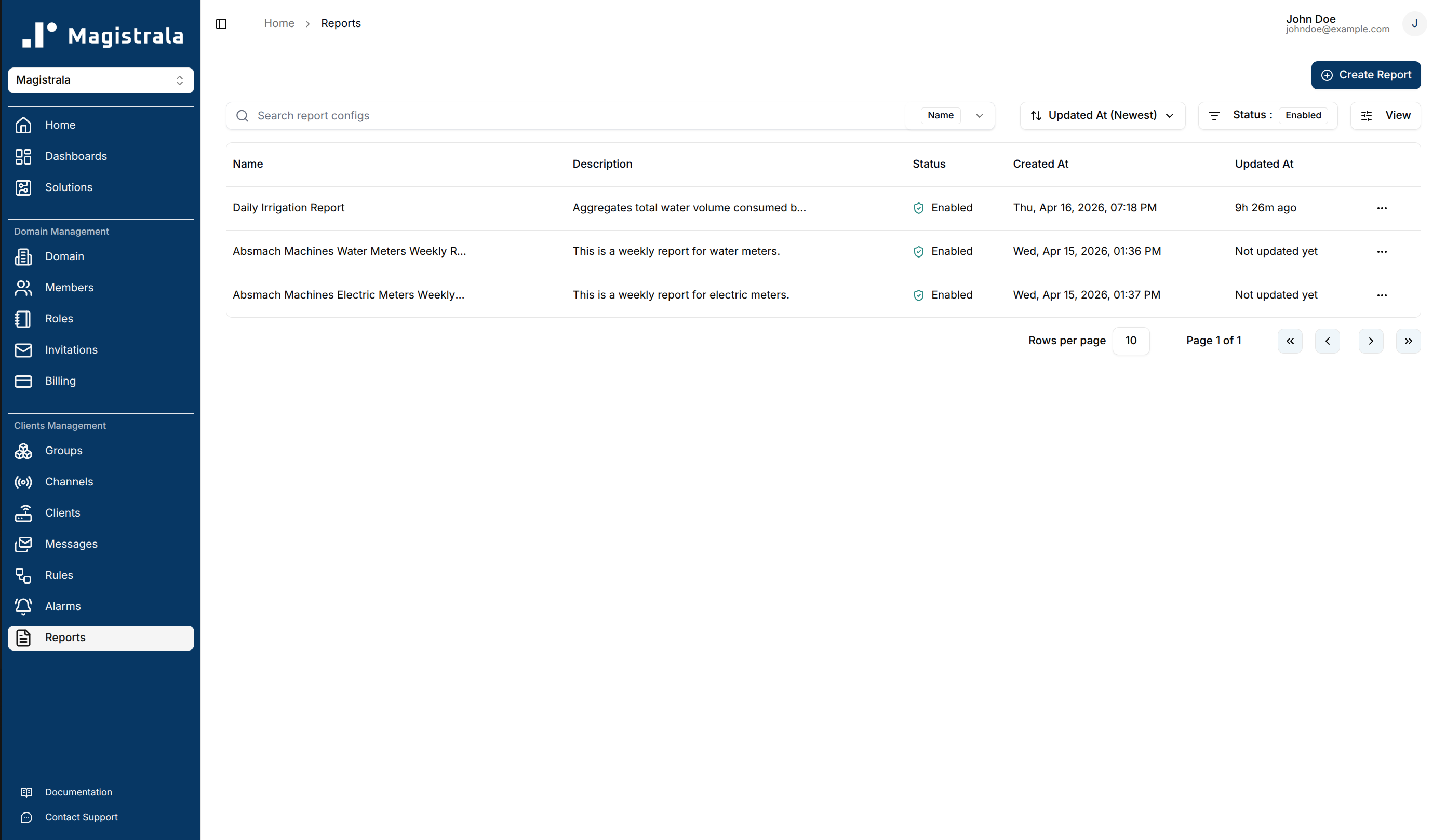 Reports Table