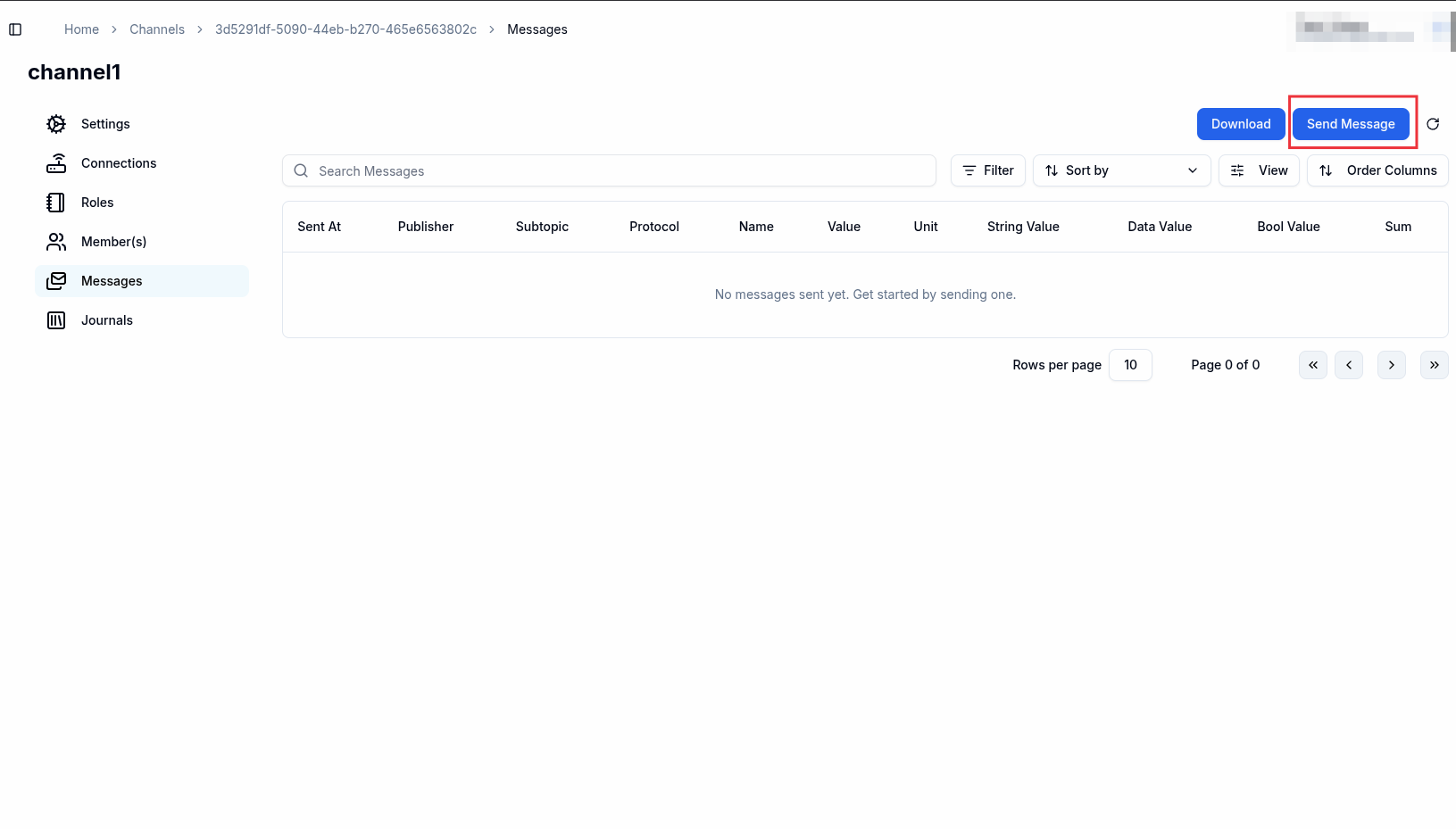 Click on Send message button