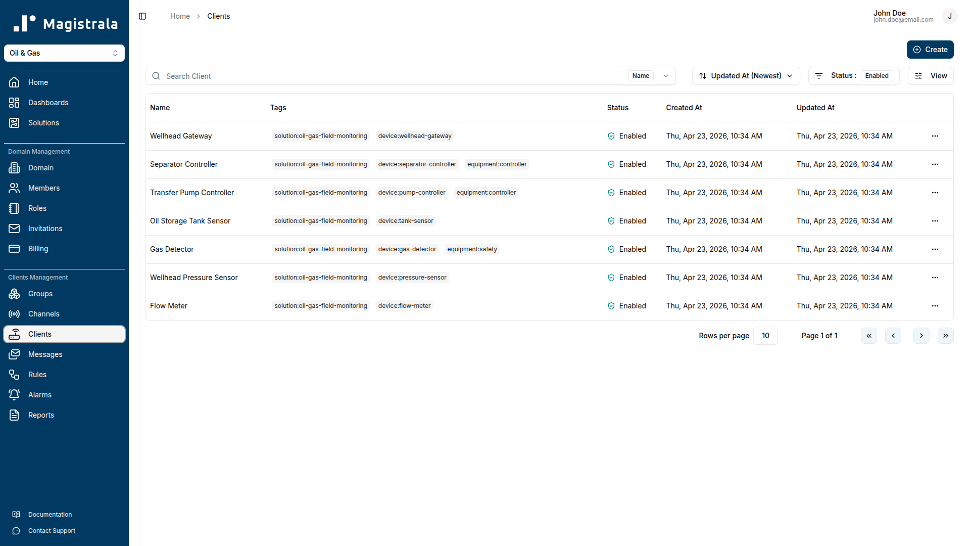 Provisioned device clients