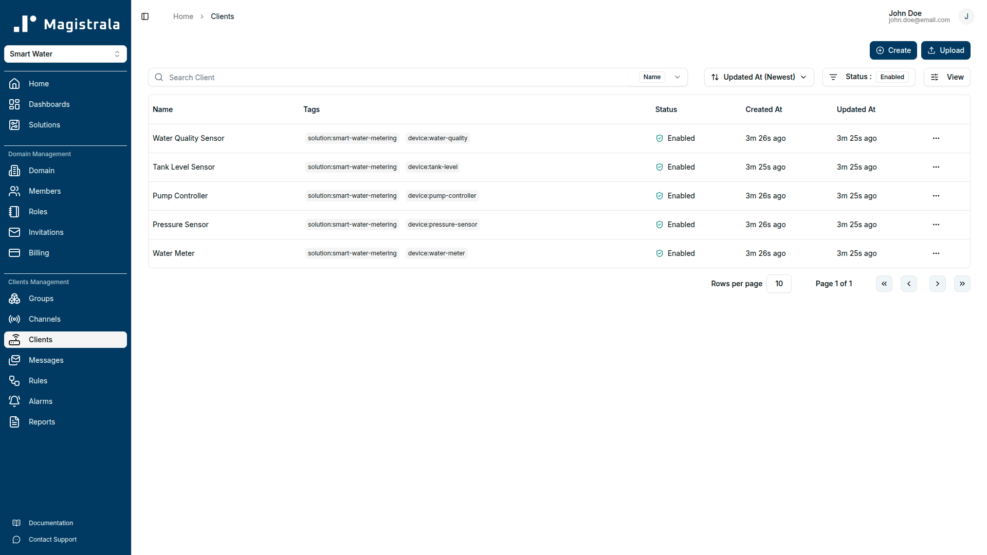 Provisioned device clients